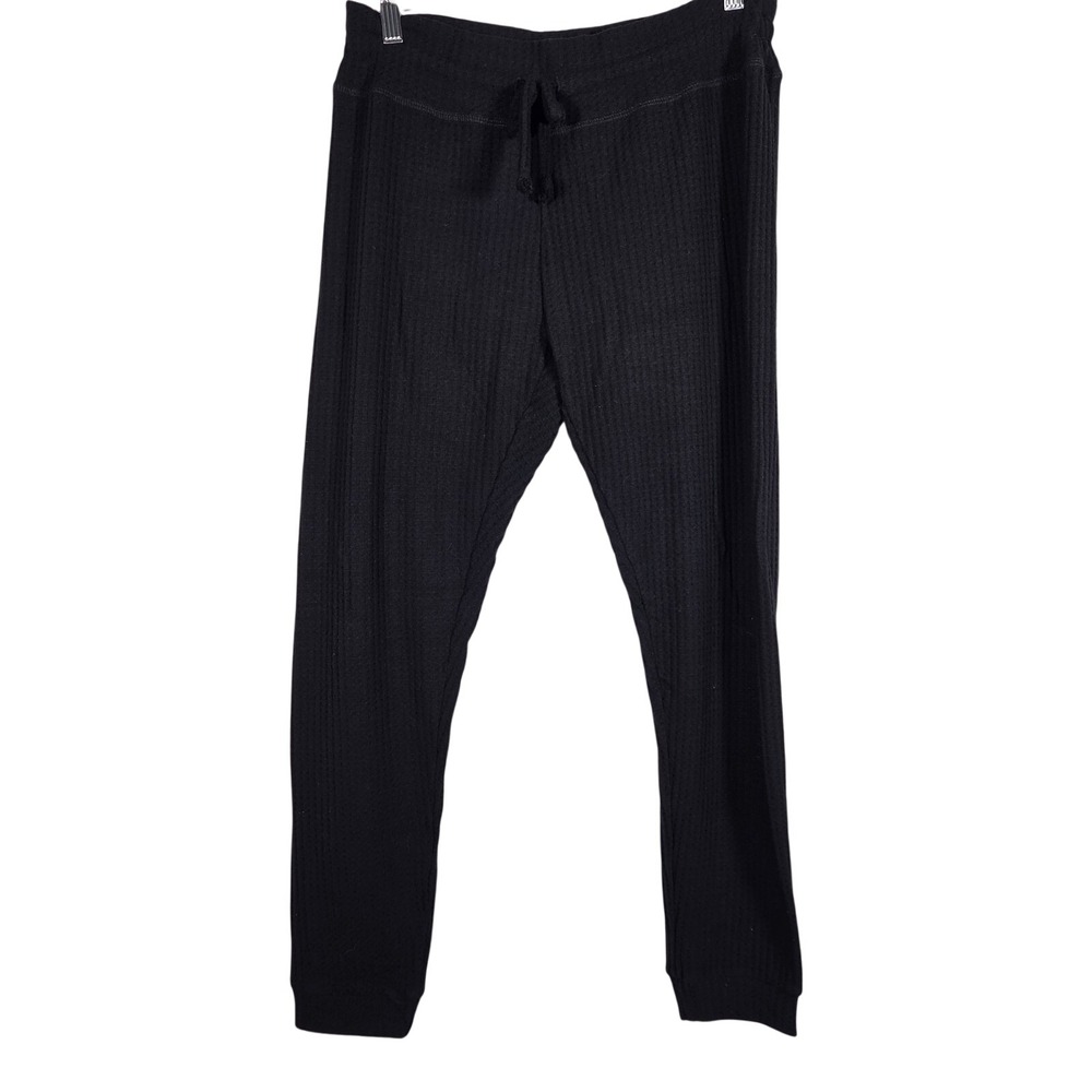 Beyond Yoga Joggers Womens M Black Waffle Knit Drawstring Lounge Athleisure